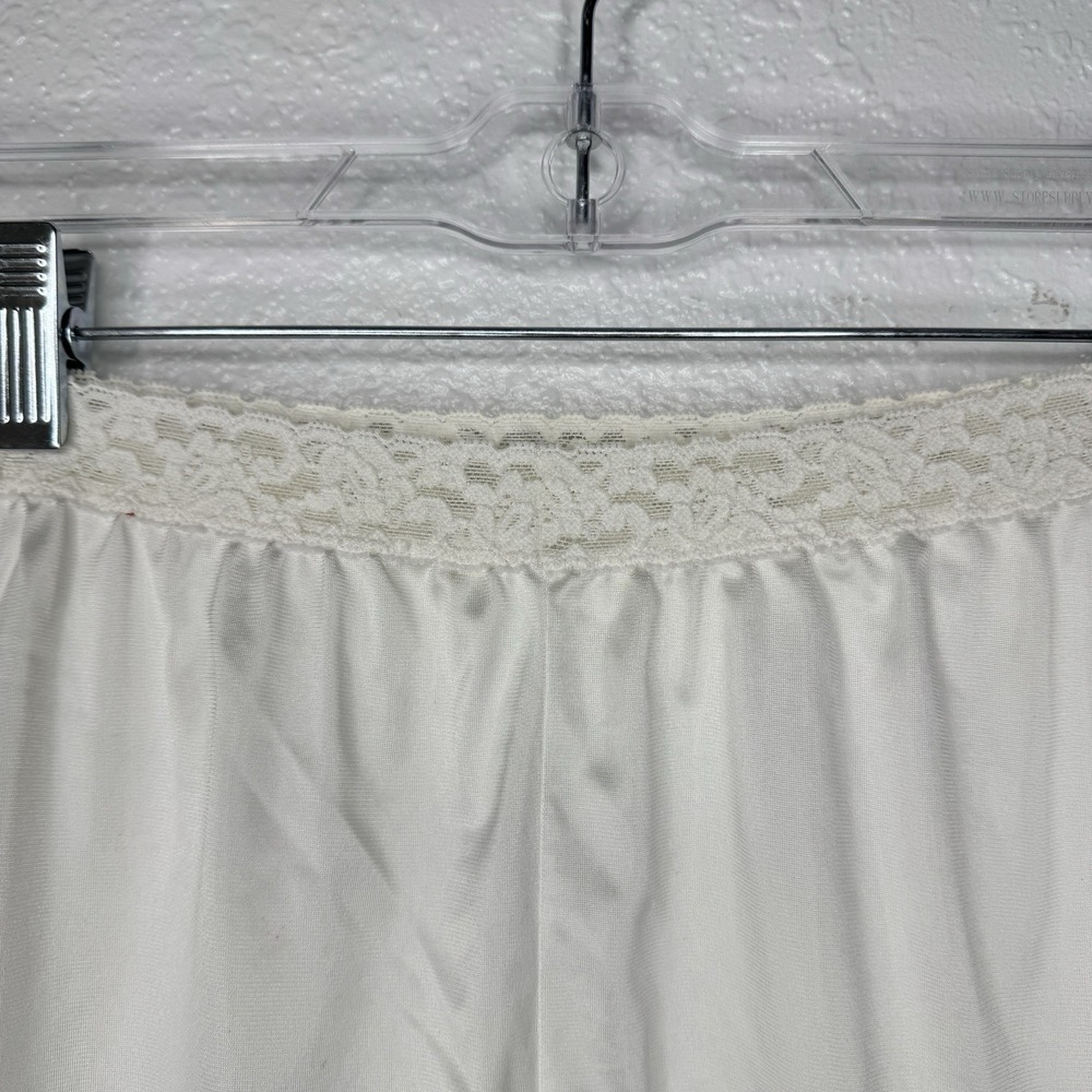 Vintage OLGA White Nylon Silky Shiny Half Dress Slip Skirt Small Lace Hemline - Picture 7 of 8